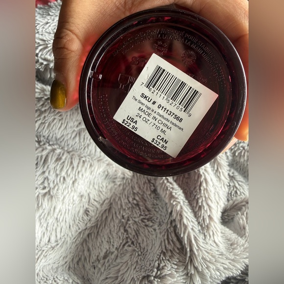 Starbucks Holiday 2022 Merlot Burgundy Jeweled Cold Cup Venti Tumbler 24 Oz - Picture 3 of 3